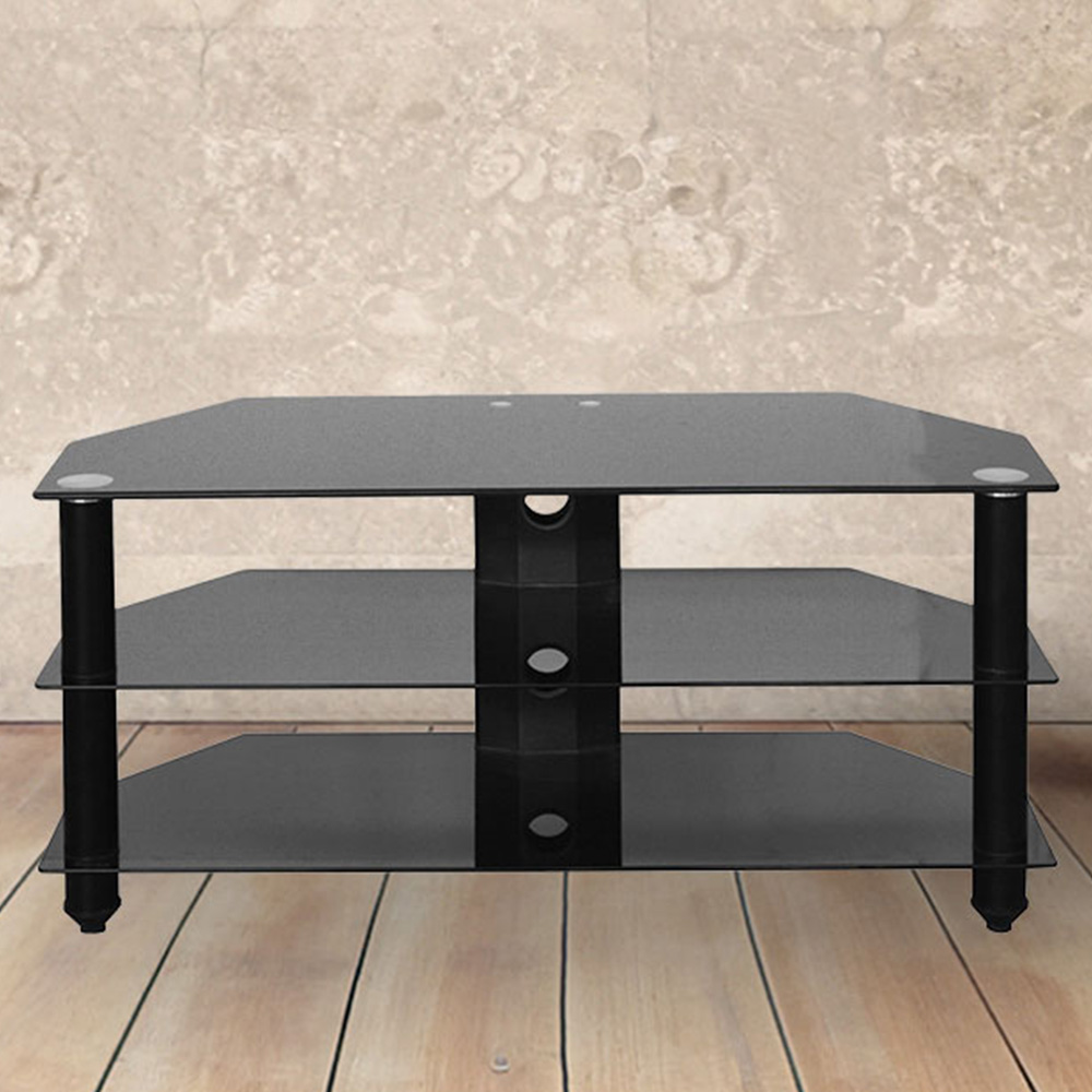 Seconique Bromley Black Glass TV Stand Image 1