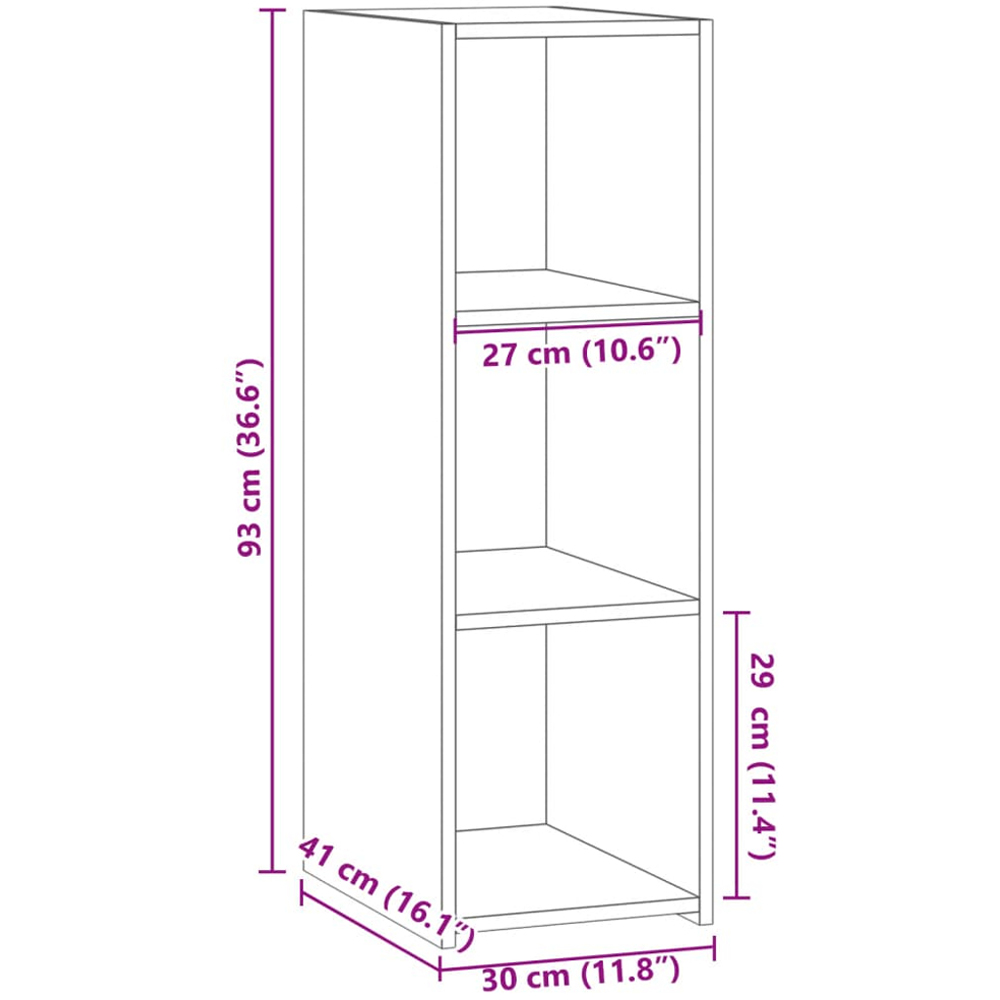 vidaXL 3 Shelf Smoked Oak Compact Sideboard Image 9