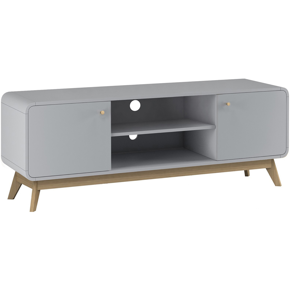 Loft24 Cassie 2 Door 2 Shelf Grey TV Stand Image 2