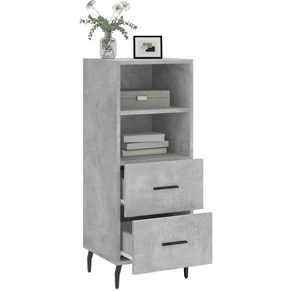 vidaXL 2 Door 2 Shelf Concrete Grey Wooden Sideboard Image 3
