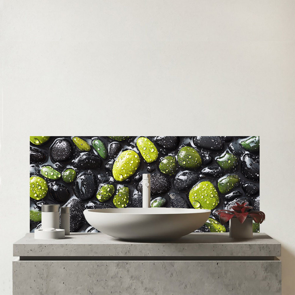 Warren Reed Designer Emerald and Onyx Pebbles Bathroom Splashback 25 x 60cm Image 1