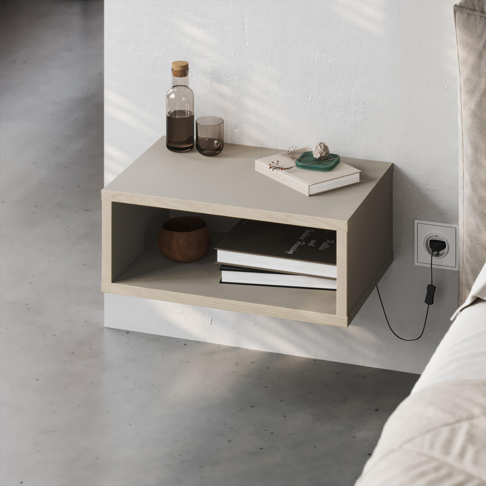 Decortie Brik Single Shelf Sandstone Wall Mounted Bedside Table with Night Light Image 5