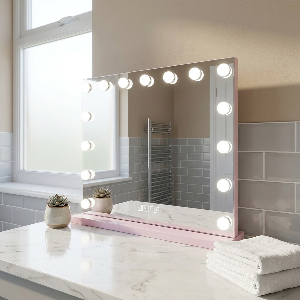 Hollywood LED Wireless Vanity Mirror Pink Image 8