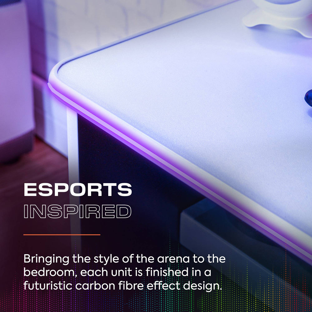 X Rocker Carbon-Tek Single Door 2 Shelf White TV Media Cabinet with Neo Fibre LED Light Image 3