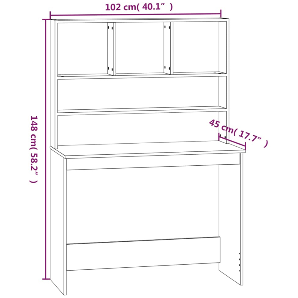 vidaXL 4 Shelf Study Desk White Image 8