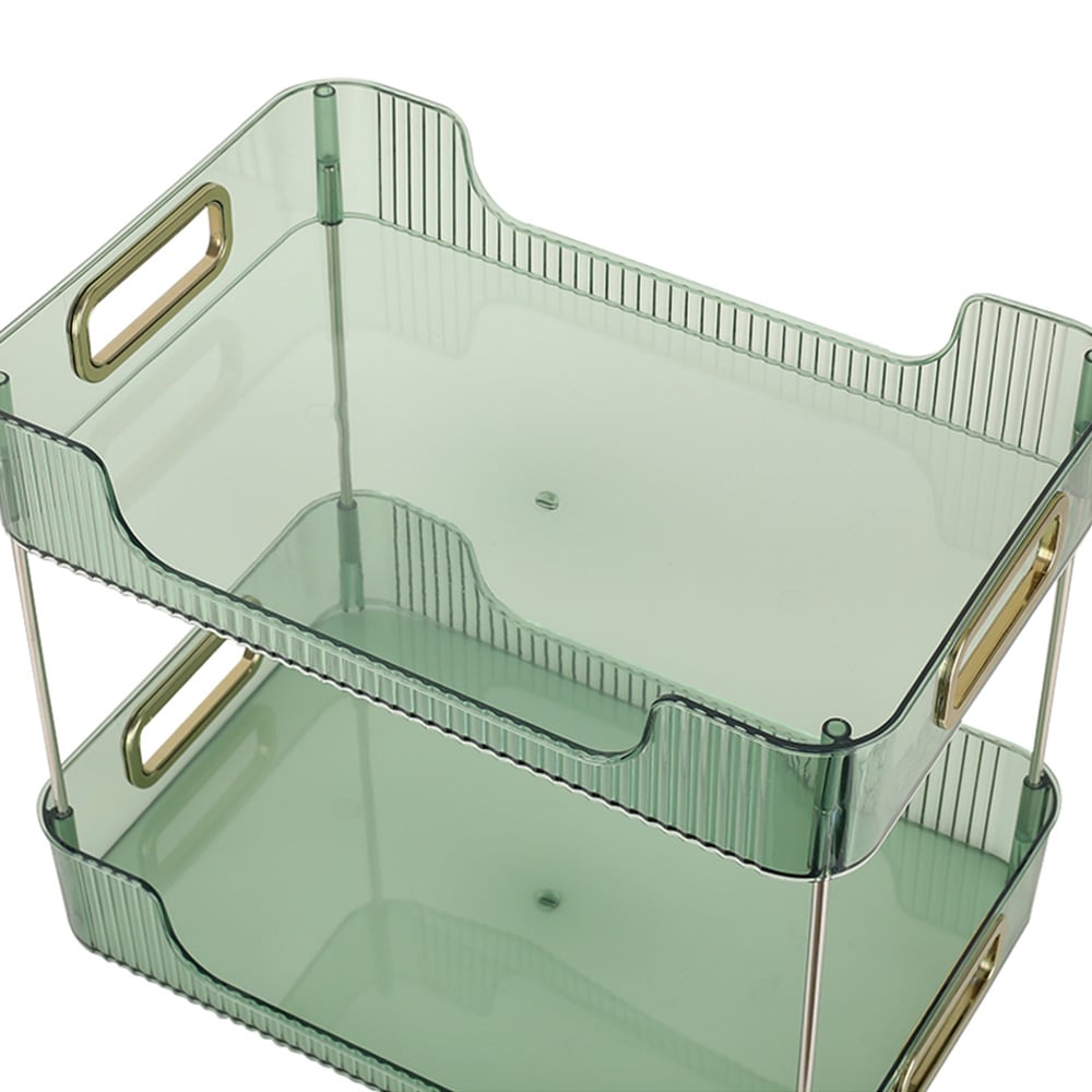 Living and Home 2 Tier Green Plastic Desktop Cosmetic Organizer Image 5
