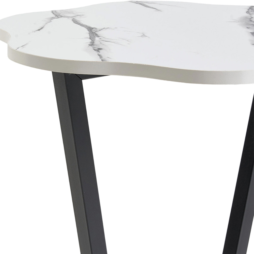 Living and Home White Marble Effect Side Table with Steel Frame Image 5