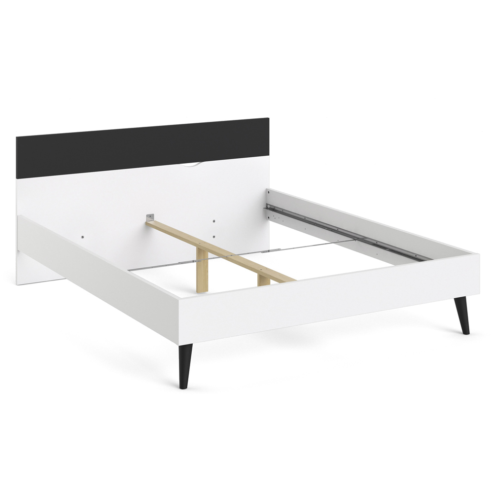 Florence King Size White and Matt Black Wooden Bed Frame Image 2
