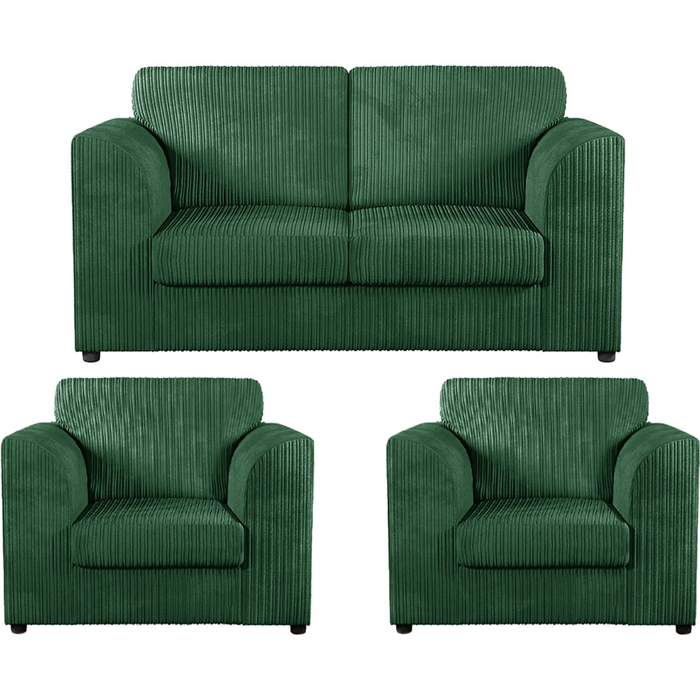 Luxor 4 Seater Green Jumbo Cord Full Back Sofa Suite Image 2
