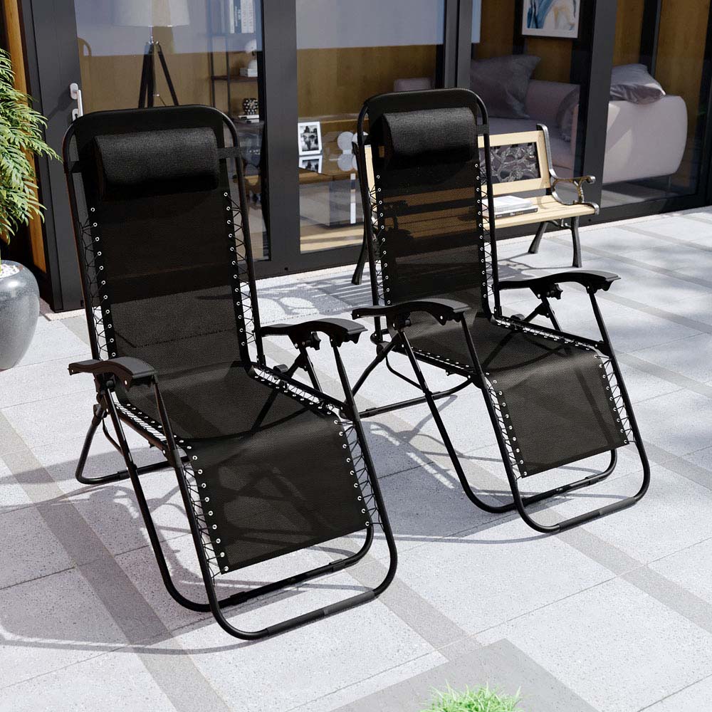 Garden Vida Set of 2 Black Zero Gravity Chairs Image 1