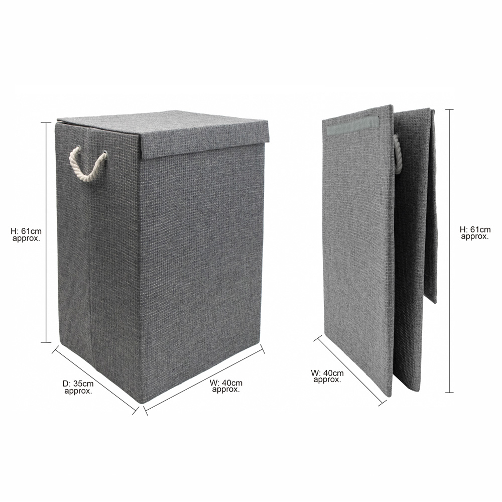 JVL Chroma Grey Foldable Laundry Hamper with Lid Image 9
