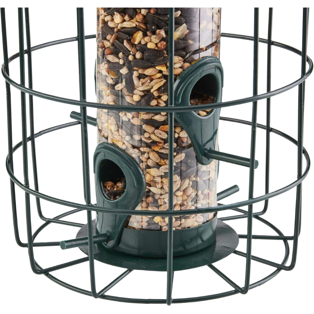 Happy Beaks 2 Port Powder Coated Mesh Hanging Bird Seed Feeder with Squirrel Guard Image 4