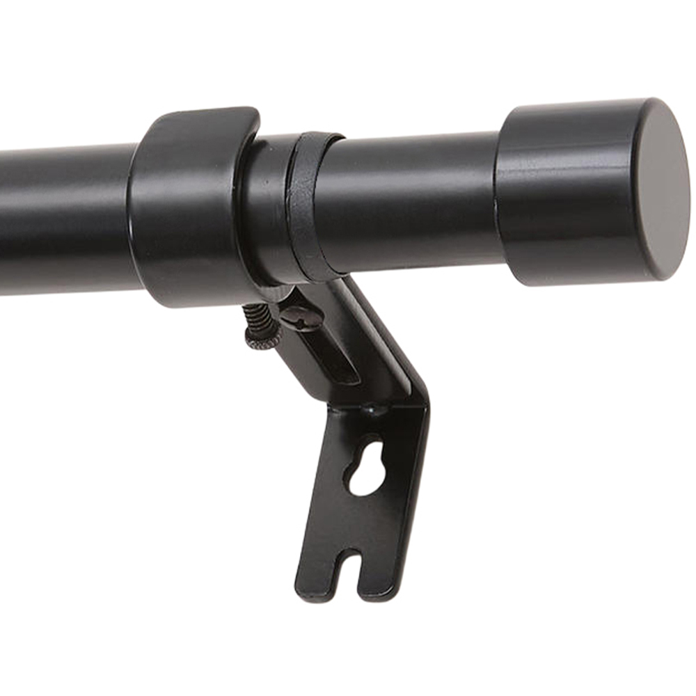 Living and Home 183-366cm Glossy Black Telescopic Curtain Pole with Brackets and Flat Finial Image 5