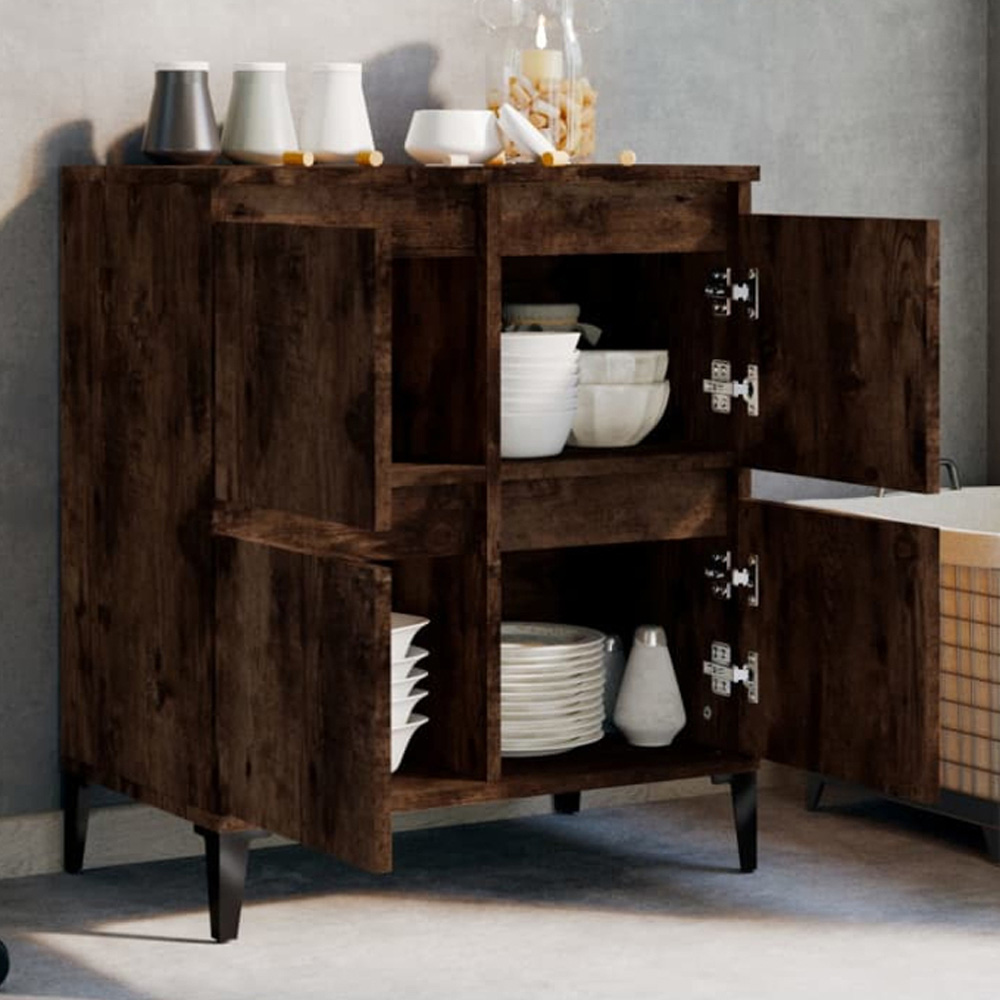 vidaXL 4 Door Smoked Oak Square Sideboard Image 1