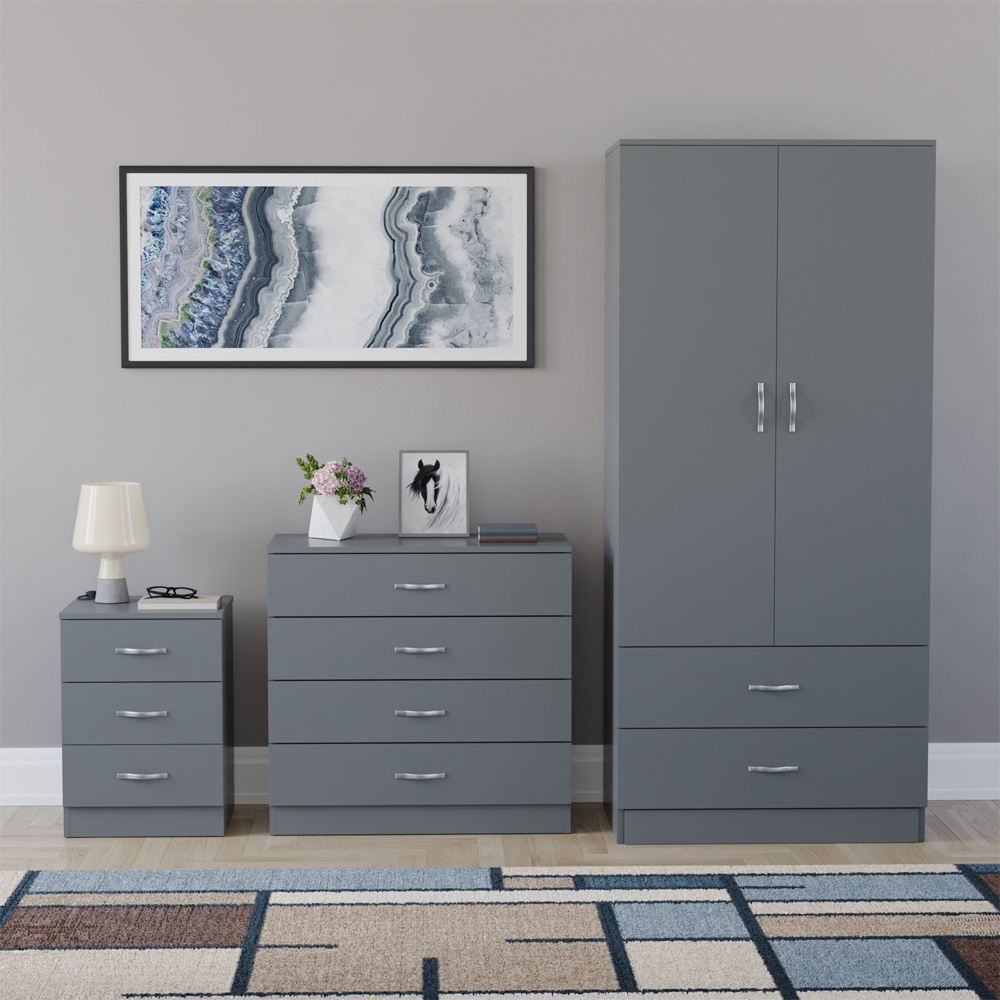 VIDA DESIGNS Riano Grey 3 Piece Bedroom Furniture Set Image 2