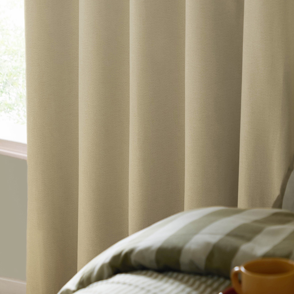 Furn The Ultimate Custard Cream Textured Woven Blackout Eyelet Curtains 229 x 137cm Image 3