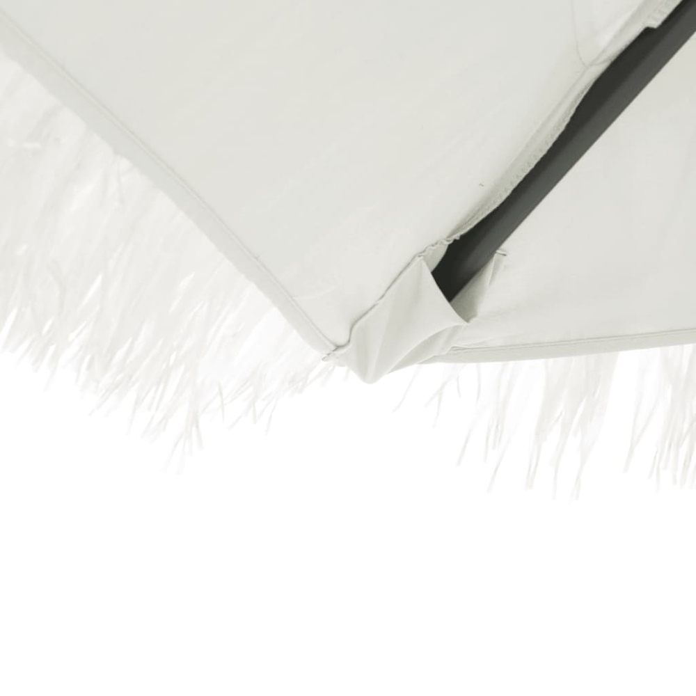 vidaXL White Straw Top Cantilever Parasol with Steel Pole 2.6m Image 7