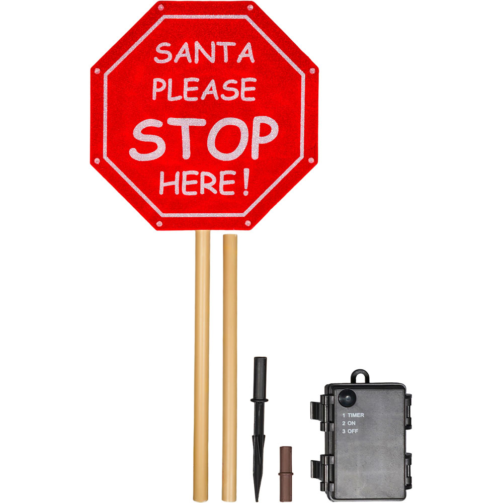 Xmas Haus Outdoor Led Santa Stop Here Sign Image 3