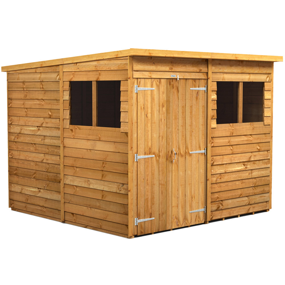 Power Sheds 8 x 8ft Double Door Overlap Pent Wooden Shed Image 1