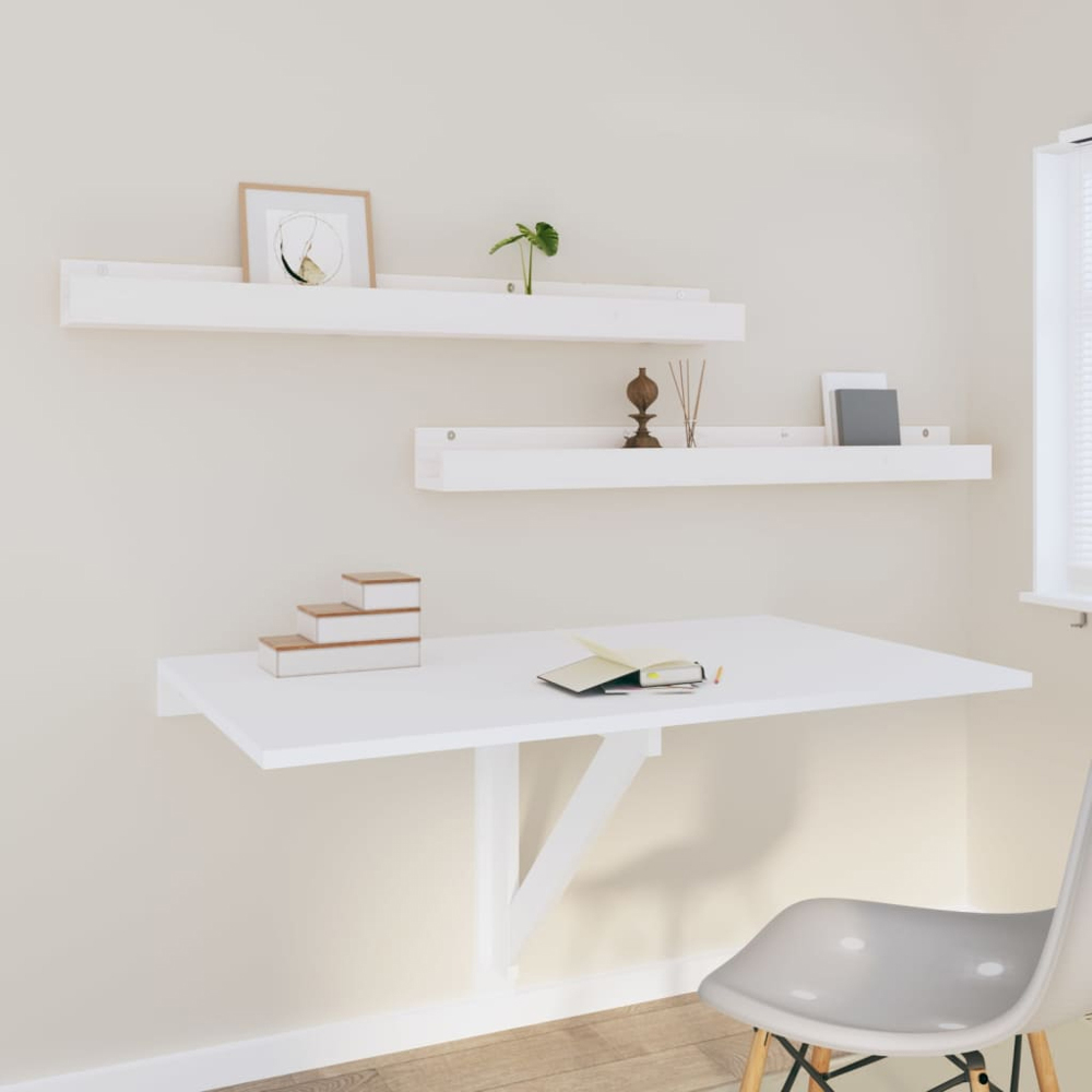 vidaXL 110 x 12 x 9cm White Wall Shelf 2 Pack Image 2