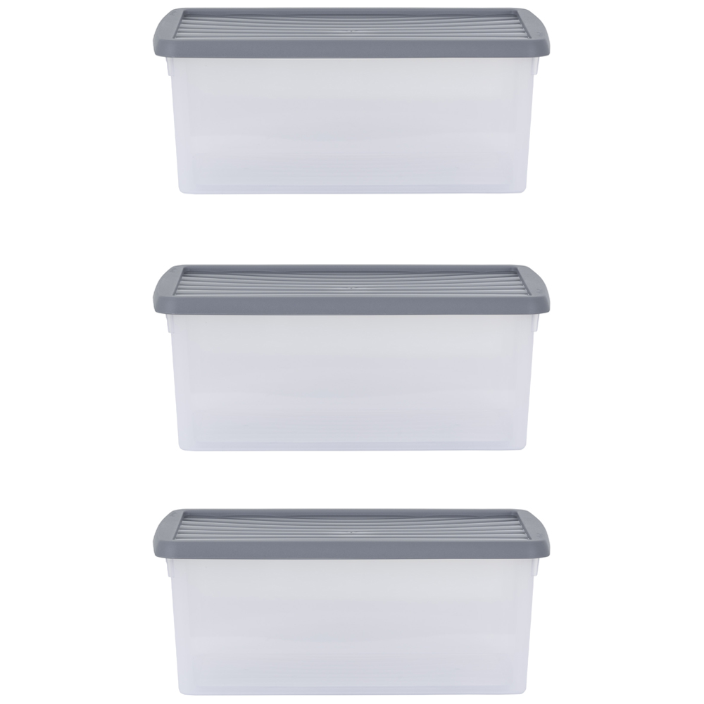 Wham 9L Stackable Plastic and Clear Storage Box and Lid 3 Pack Image 1
