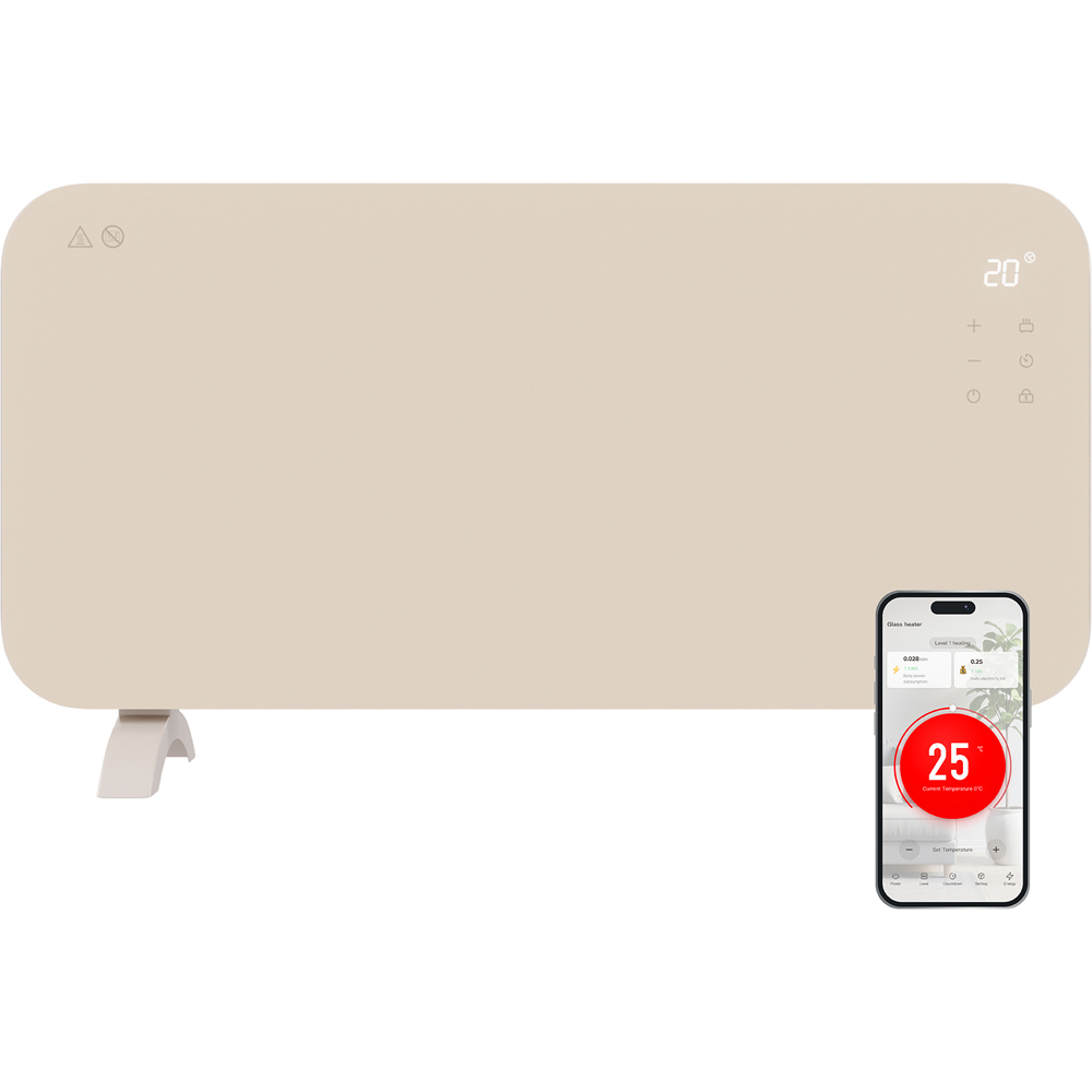 TCP Smart Sunlit Beige Glass Panel Heater with Energy Monitoring 2000W Image 2