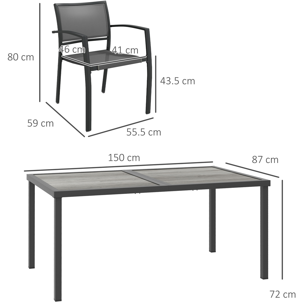 Outsunny 4 Seater Wood Effect Garden Dining Set Grey Image 9