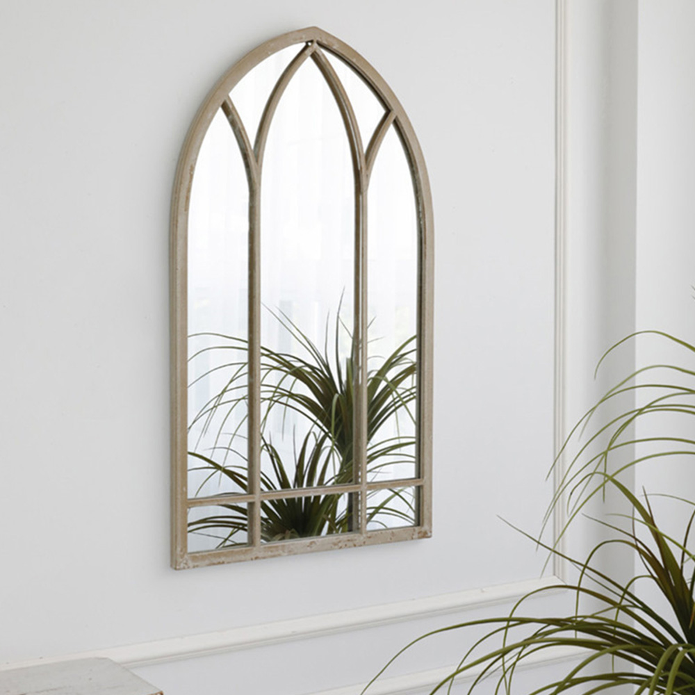 Living and Home Brown Arched Metal Window Mirror 48 x 82.5cm Image 2