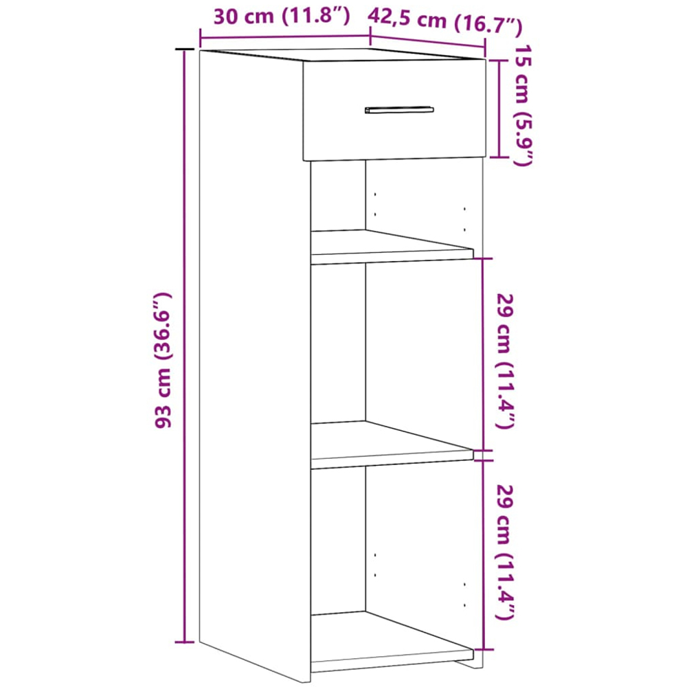 vidaXL Single Drawer 3 Shelf Sonoma Oak Sideboard Image 9