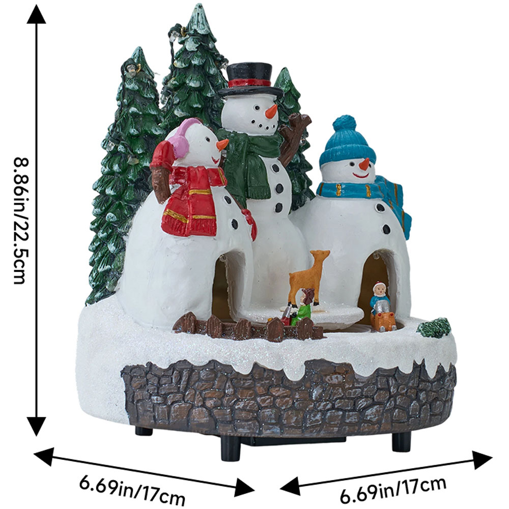 Living and Home Snowman with Spinning Sled LED Music Box Image 8