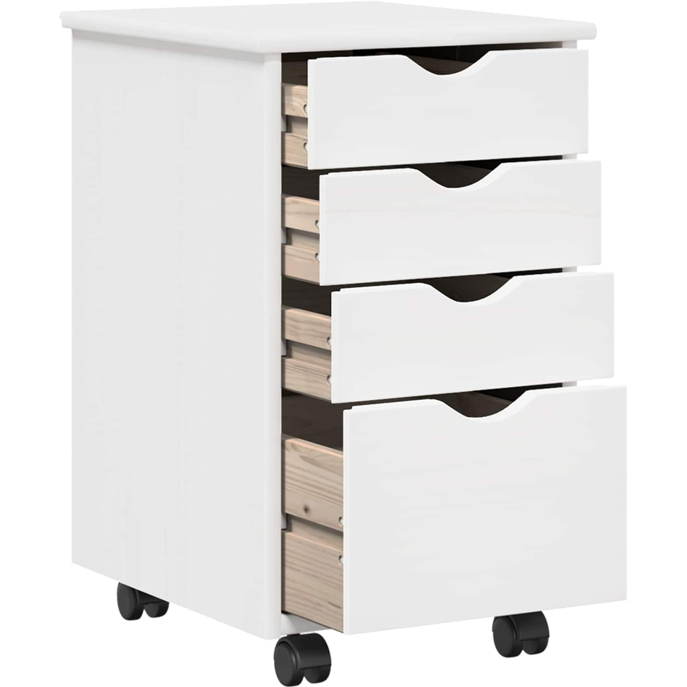 vidaXL 4 Drawer White Rolling Storage Cabinet Image 4