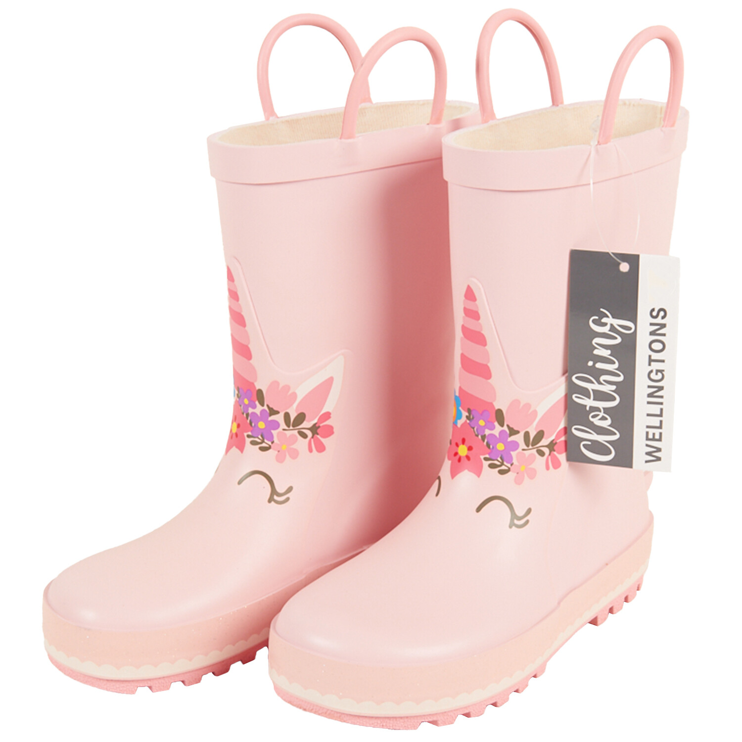 Kids Unicorn Wellingtons - Pink / Size 1 Image 1