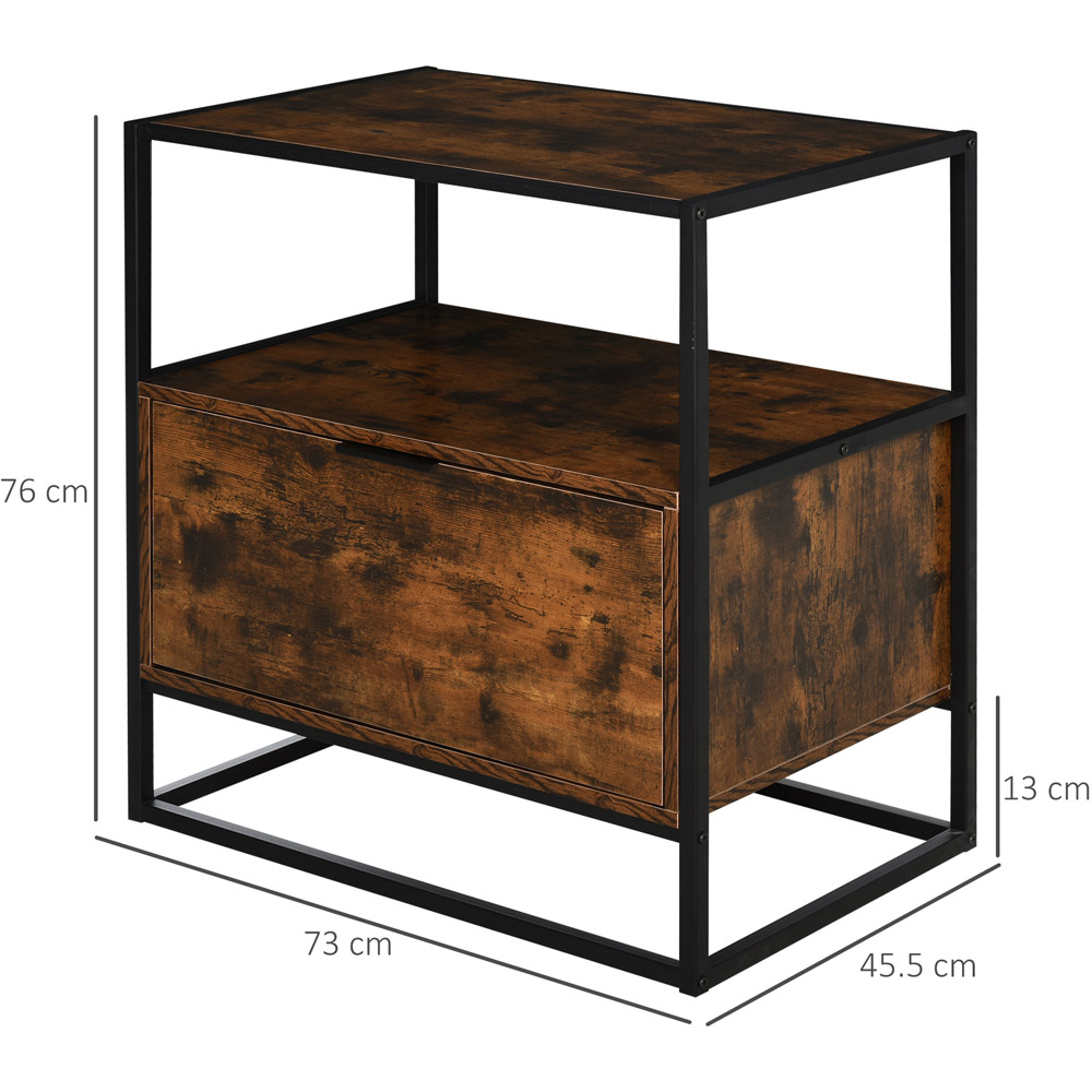 Portland Single Drawer Chestnut Brown and Black Industrial Side Table Image 8