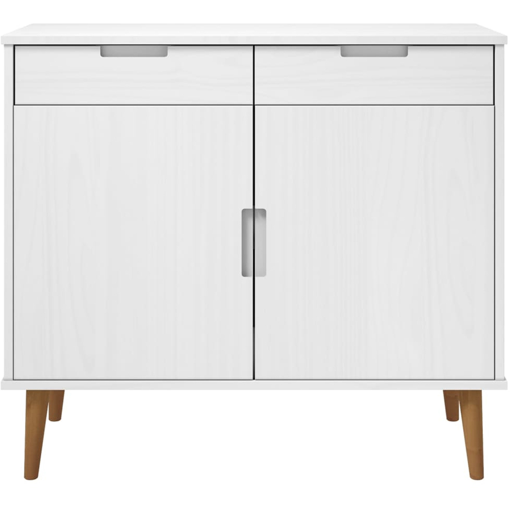 vidaXL Molde 2 Door 2 Drawer White Solid Pine Wood Sideboard Image 4
