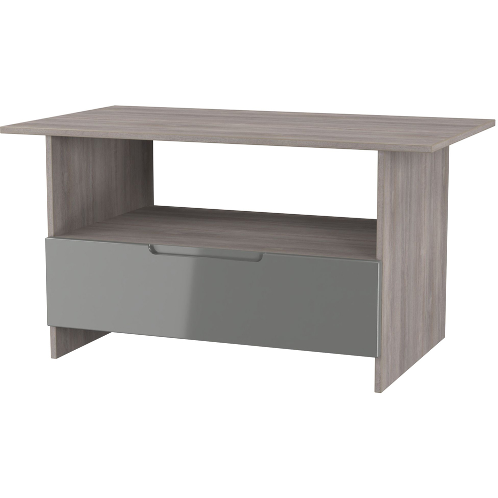 Crowndale Milan Single Drawer Single Shelf Grey Gloss and Grey Oak Coffee Table Ready Assembled Image 2