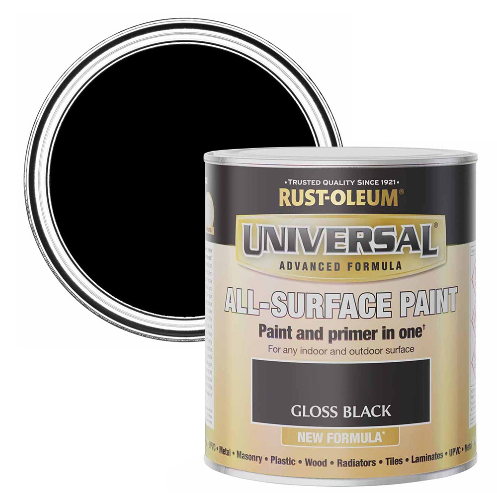 Rust-Oleum Universal Paint All Surface Gloss Black 750ml Image 1