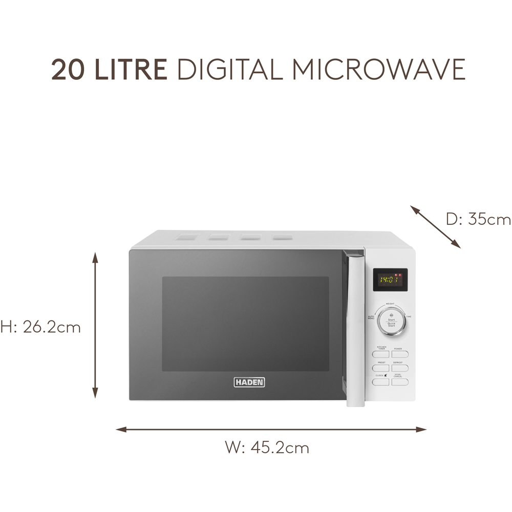 Haden 214652 White 20L Digital Microwave 800W Image 7
