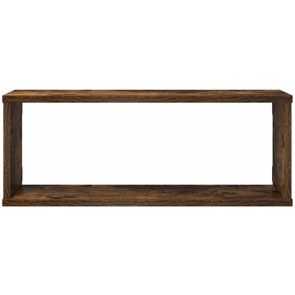 vidaXL 100cm Set of 4 Smoked Oak Cube Floating Wall Shelf Image 4