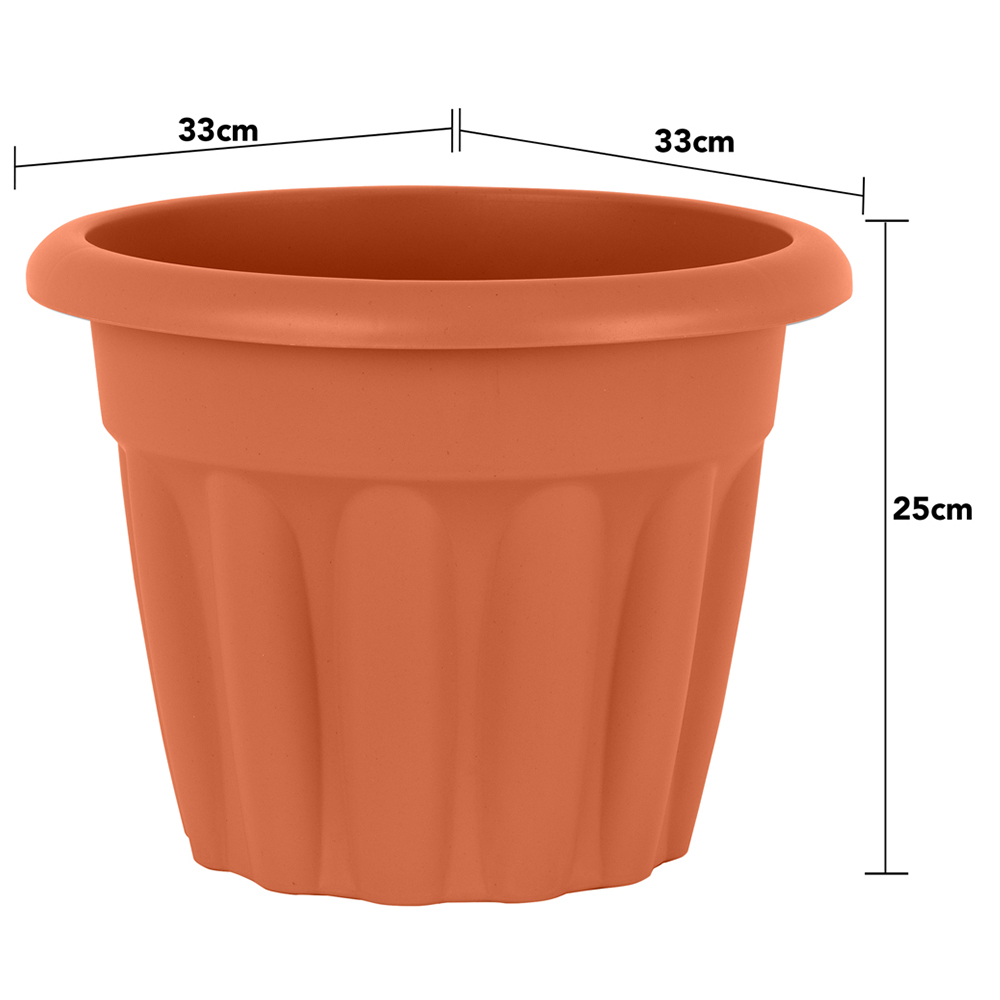 Wham Vista Terracotta Recycled Plastic Round Planter 33cm 4 Pack Image 4