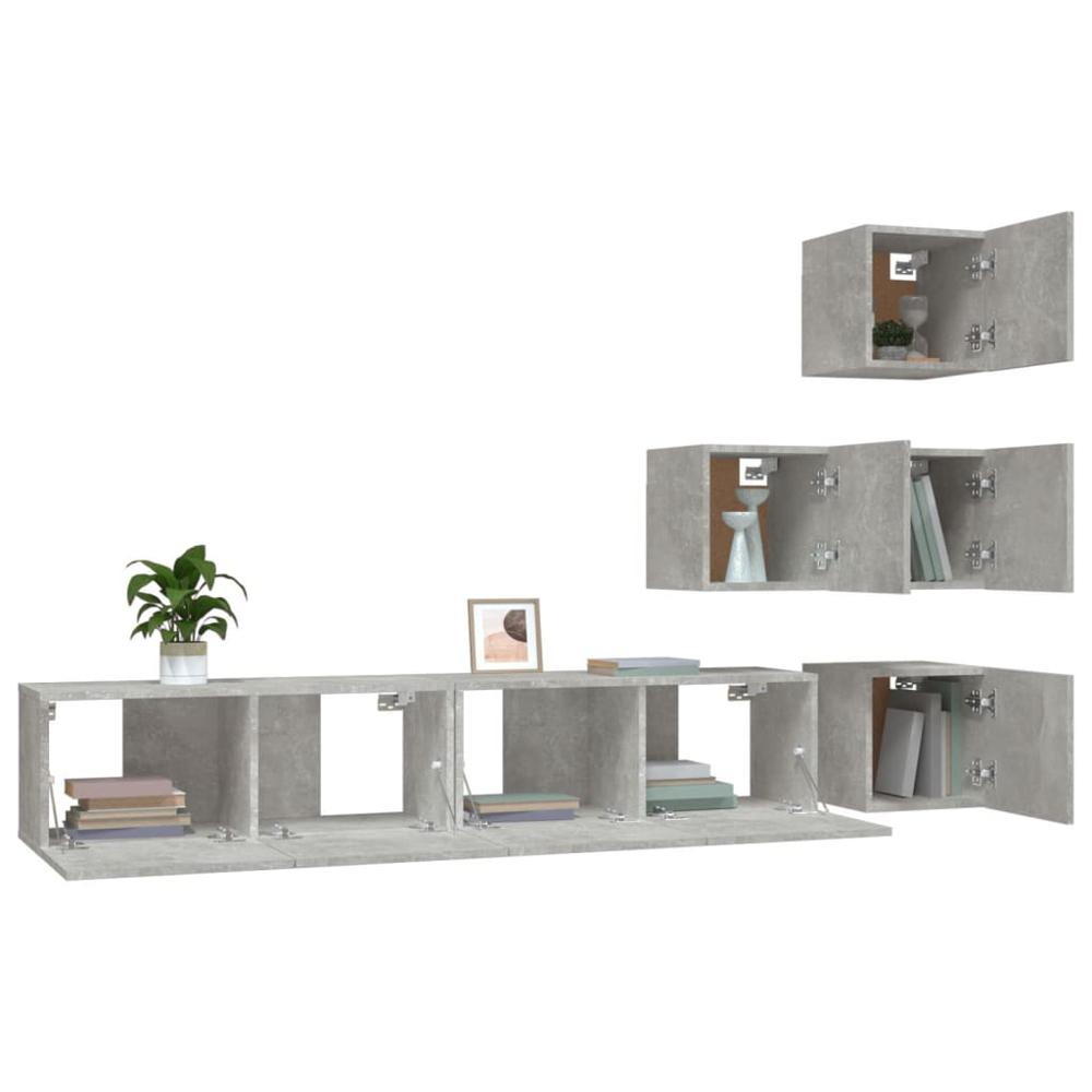 vidaXL 8 Door Concrete Grey Wall Mounted TV Cabinet Image 5