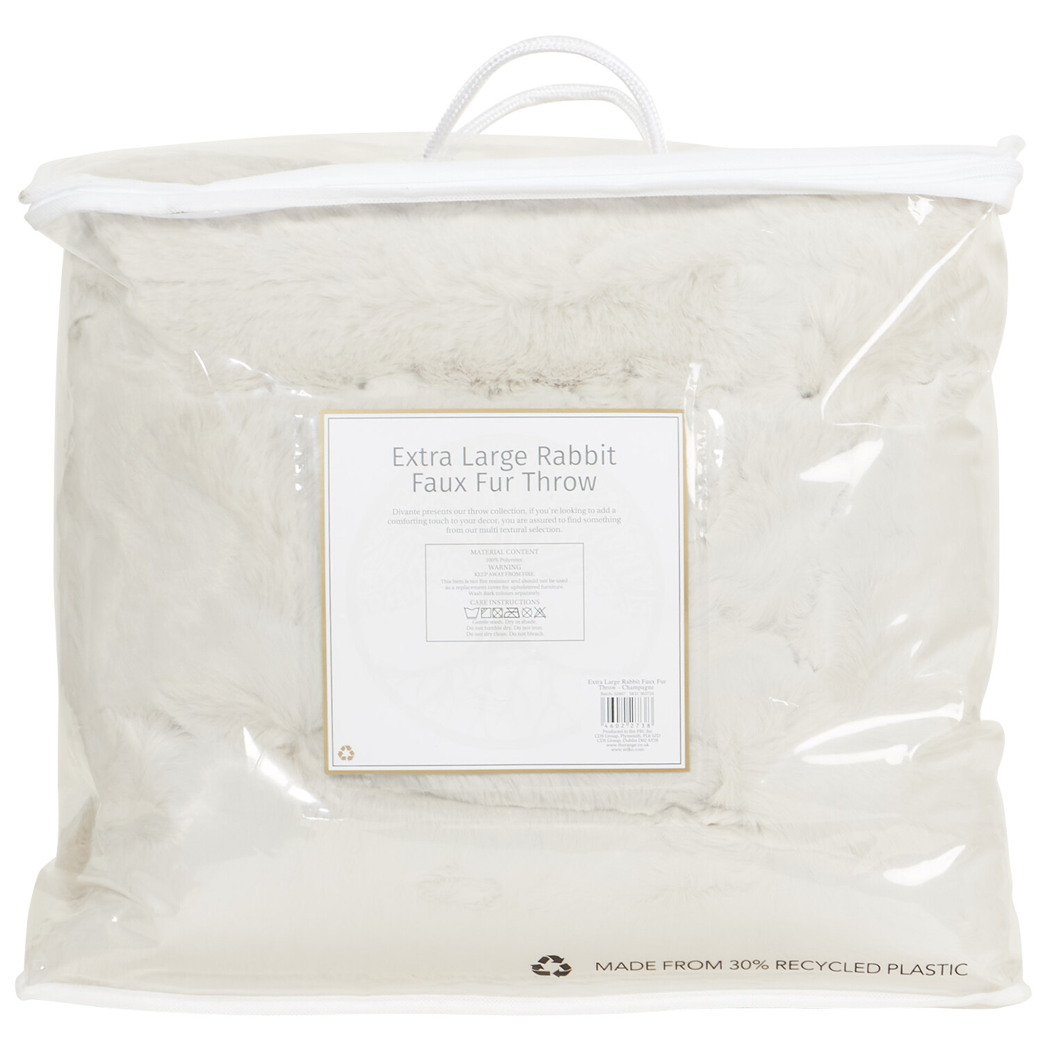 Rabbit Faux Fur Throw - Champagne / Extra Large Image 2
