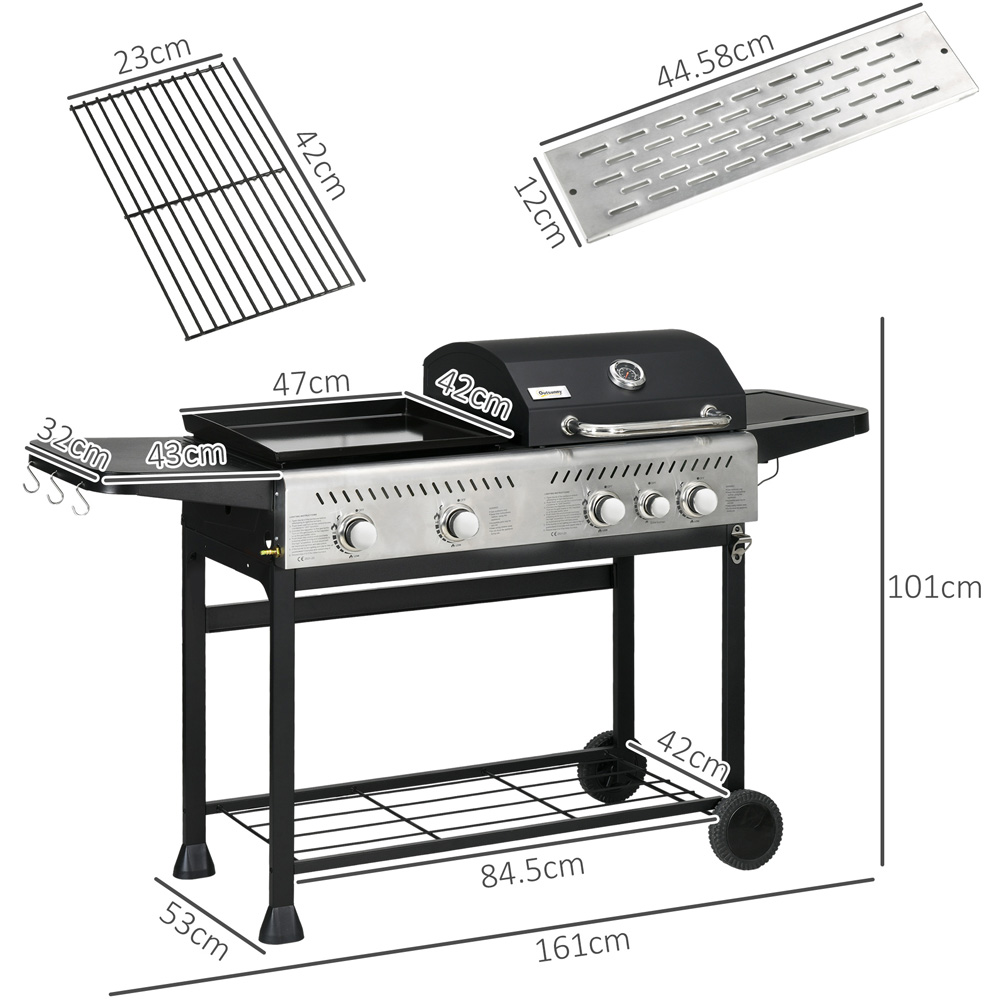 Outsunny Black Gas Plancha BBQ Grill Image 7