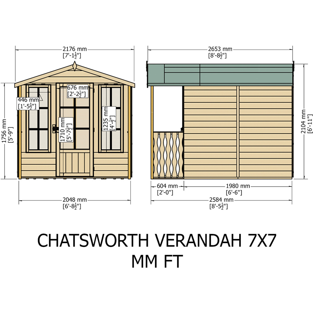Shire 7 x 7ft Chatsworth Summerhouse with Veranda Image 9