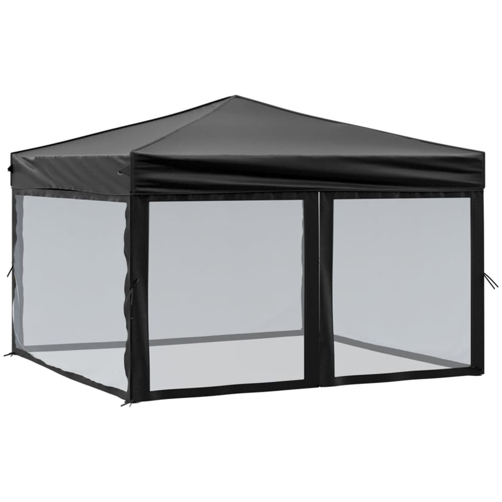 vidaXL 3 x 3m Black Foldable Party Tent with Sidewalls Image 2