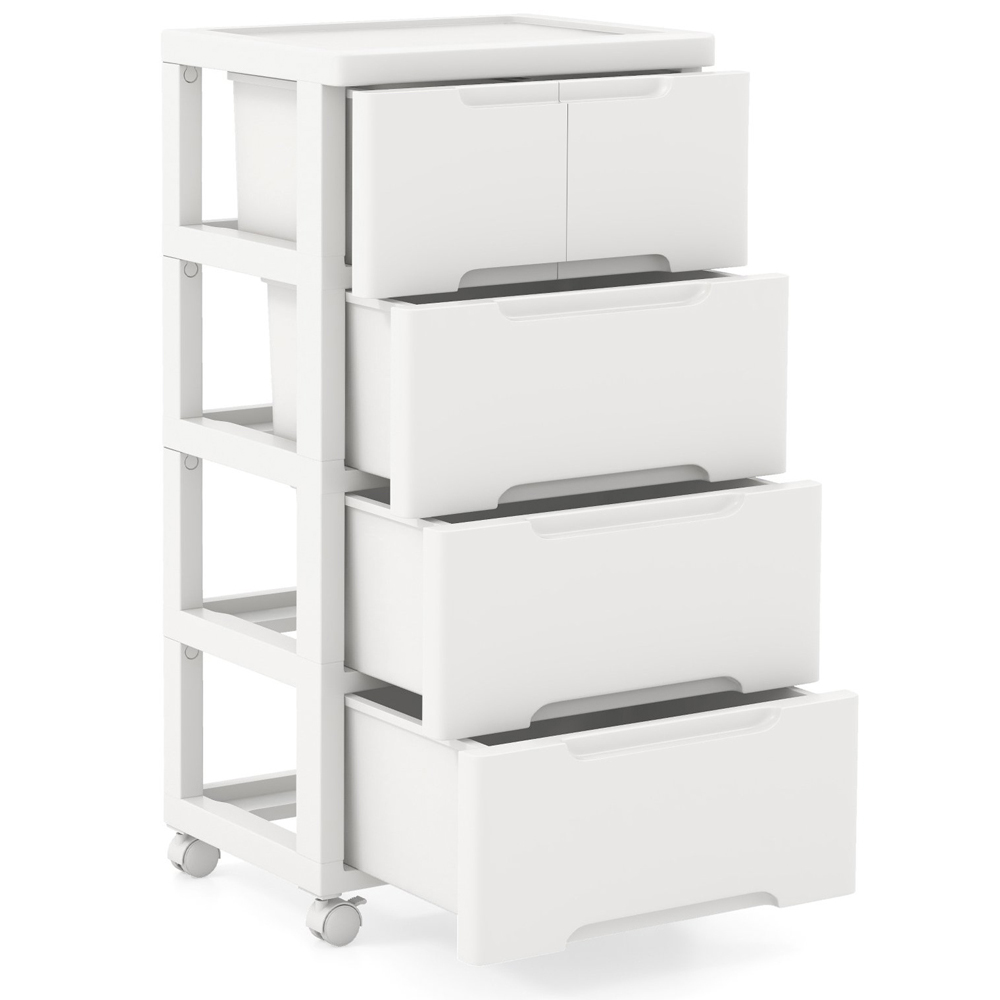 Costway 4 Drawer White Vertical Rolling Storage Cabinet Image 3