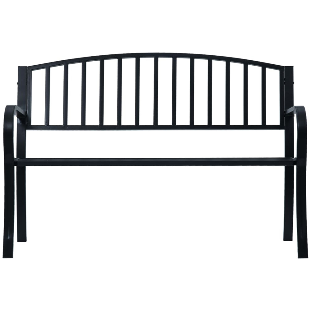 vidaXL 2 Seater Black Powder Coated Steel Garden Bench Image 2