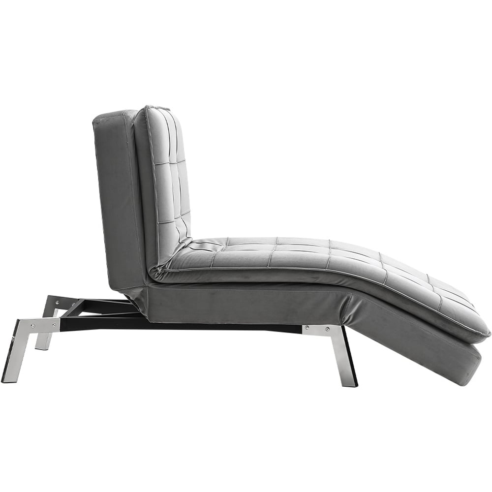 Living and Home Chaise Grey Fabric Upholstered Adjustable Lounger Image 3