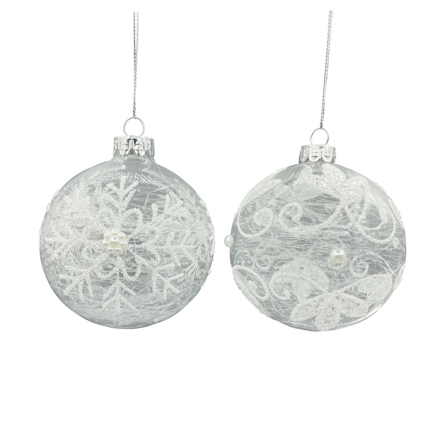 Frosted Fairytale Snowflake Iridescent Leaf Bauble Image