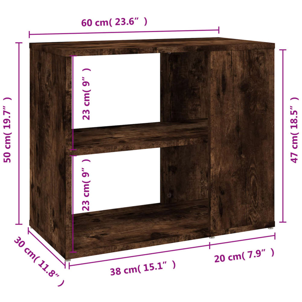 vidaXL 2 Shelf Smoked Oak Side Cabinet Image 8