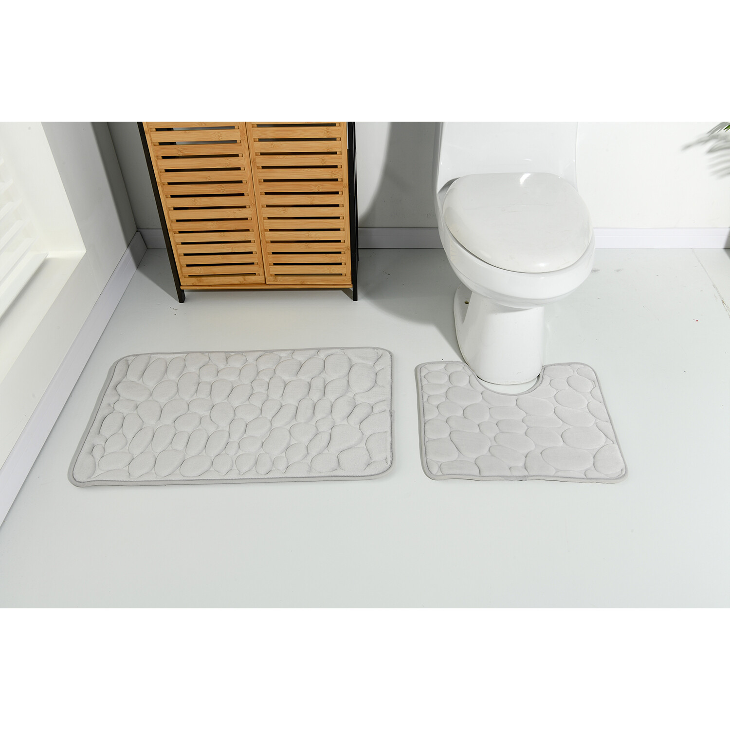 Pebble Bath and Pedestal Mat Set - Silver Image 2